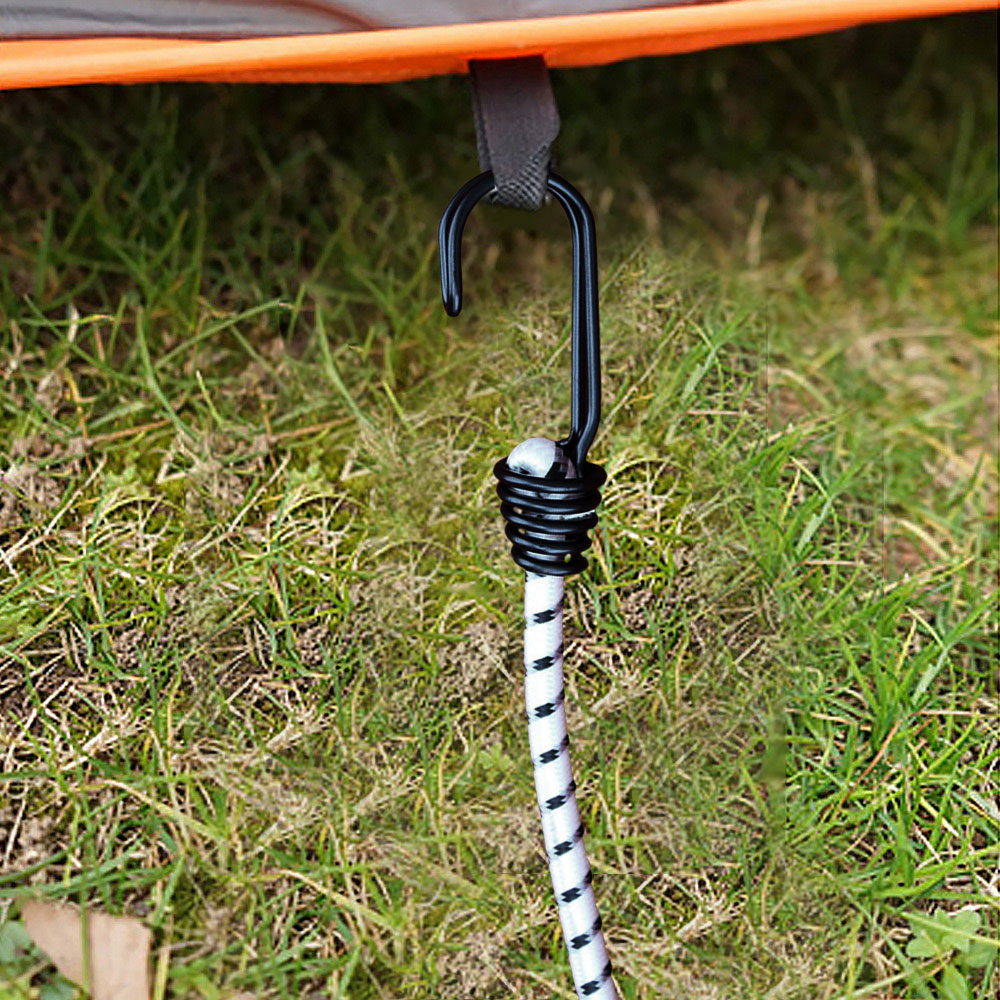 Oce 라텍스 양쪽 후크 로프 라쳇 10p 43cm 화이트 탄성 끈 캠핑 밧줄 후크 달린 끈