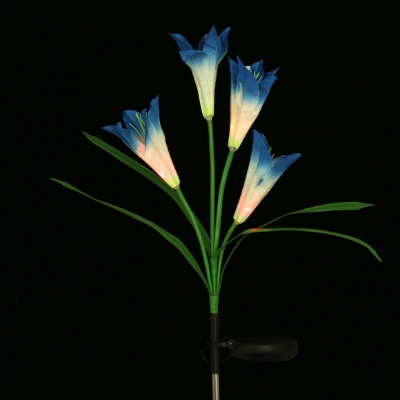 레인보우 백합 LED 태양광 꽃정원등(블루)