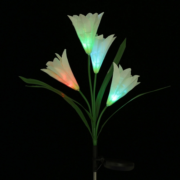 레인보우 백합 LED 태양광 꽃정원등(화이트)