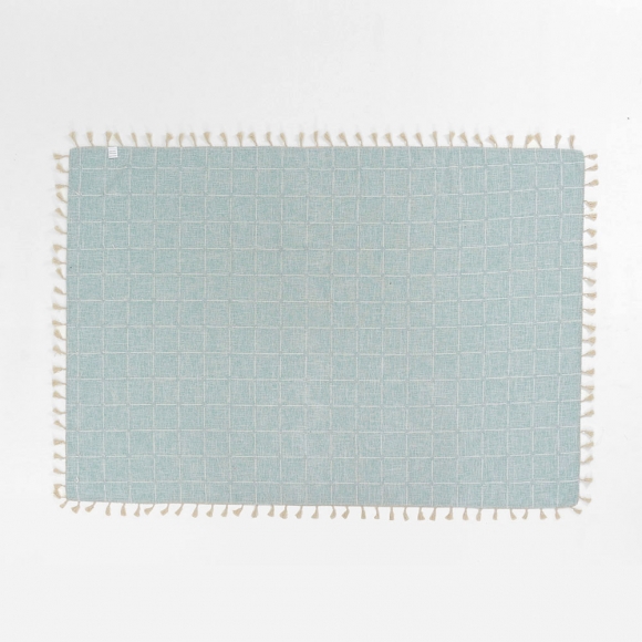 체크패턴 태슬 식탁보(140x90cm) (민트)