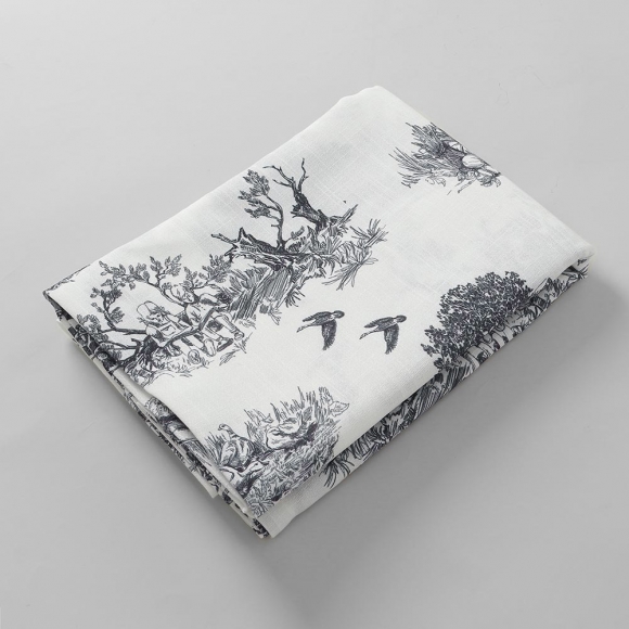 정원풍경 린넨 식탁보(220x140cm) (블랙)