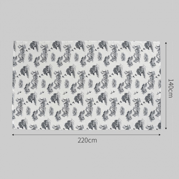 정원풍경 린넨 식탁보(220x140cm) (블랙)