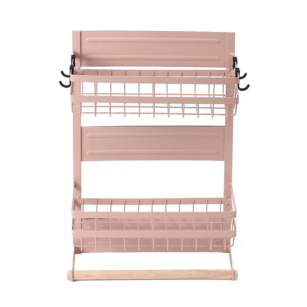 Oce 냉동고 수납 자석 선반 2단 45cm 핑크 수납대 틈새 수납장 냉장고랙