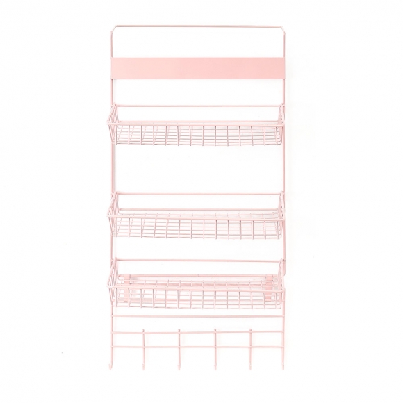 냉장고걸이 3단 스틸 수납선반(핑크)