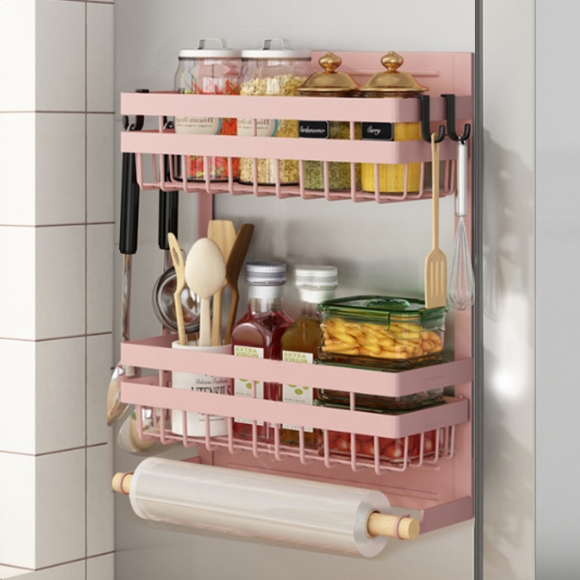 냉장고 자석 2단 수납선반(38cm) (핑크)