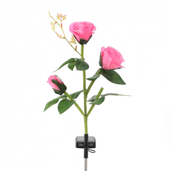 장미 LED 태양광 꽃정원등(핑크)
