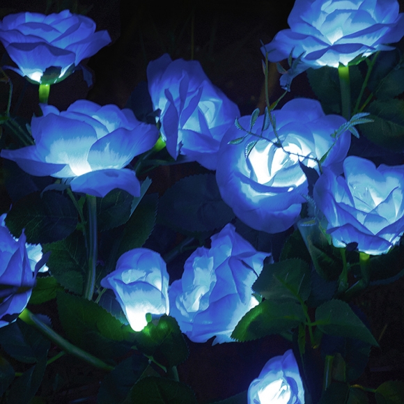 장미 LED 태양광 꽃정원등(블루)