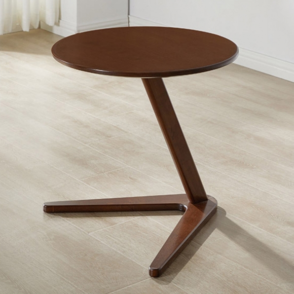 원목 미니 사이드 원형 테이블 (50cm) (월넛)