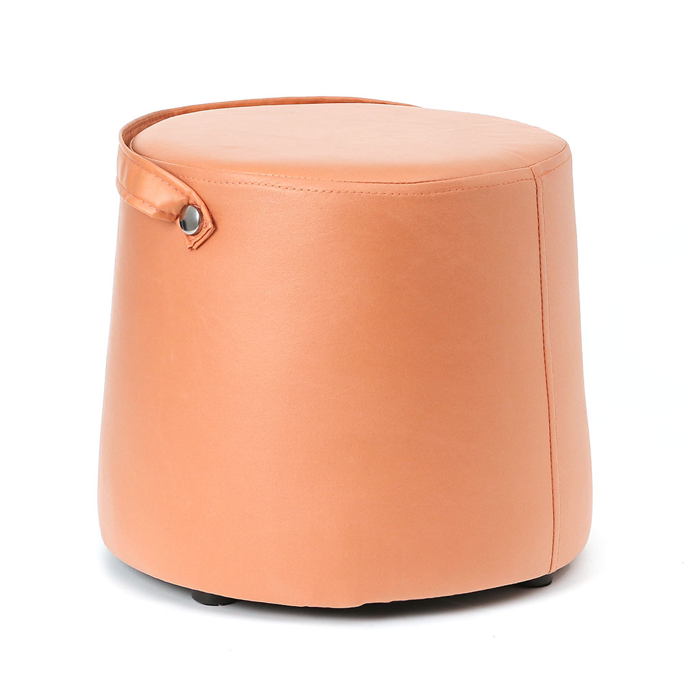 Oce 원형 스툴 소형 손잡이 레자 의자 오렌지 팔걸이 없는 의자 쇼파 발받침대 소형 탁자