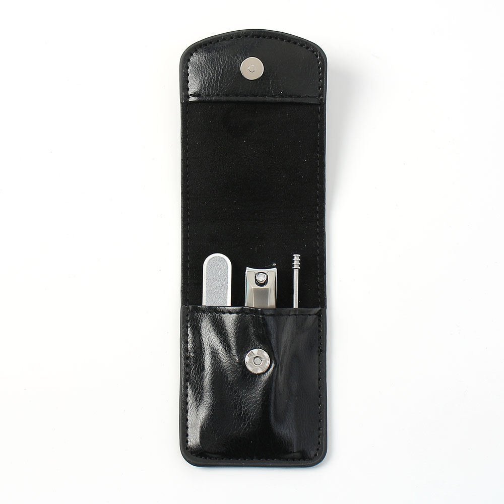Oce 휴대용 파우치 손톱깍이 파일 귀이개 set 블랙 귀이개 귀지개 귀파개 발톱 깍기 버퍼 손톱 파일