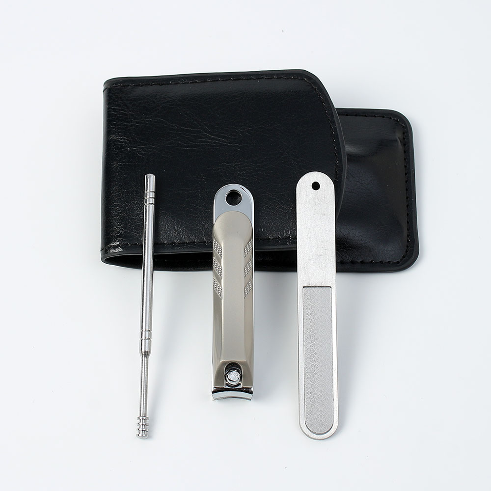 Oce 휴대용 파우치 손톱깍이 파일 귀이개 set 블랙 귀이개 귀지개 귀파개 발톱 깍기 버퍼 손톱 파일