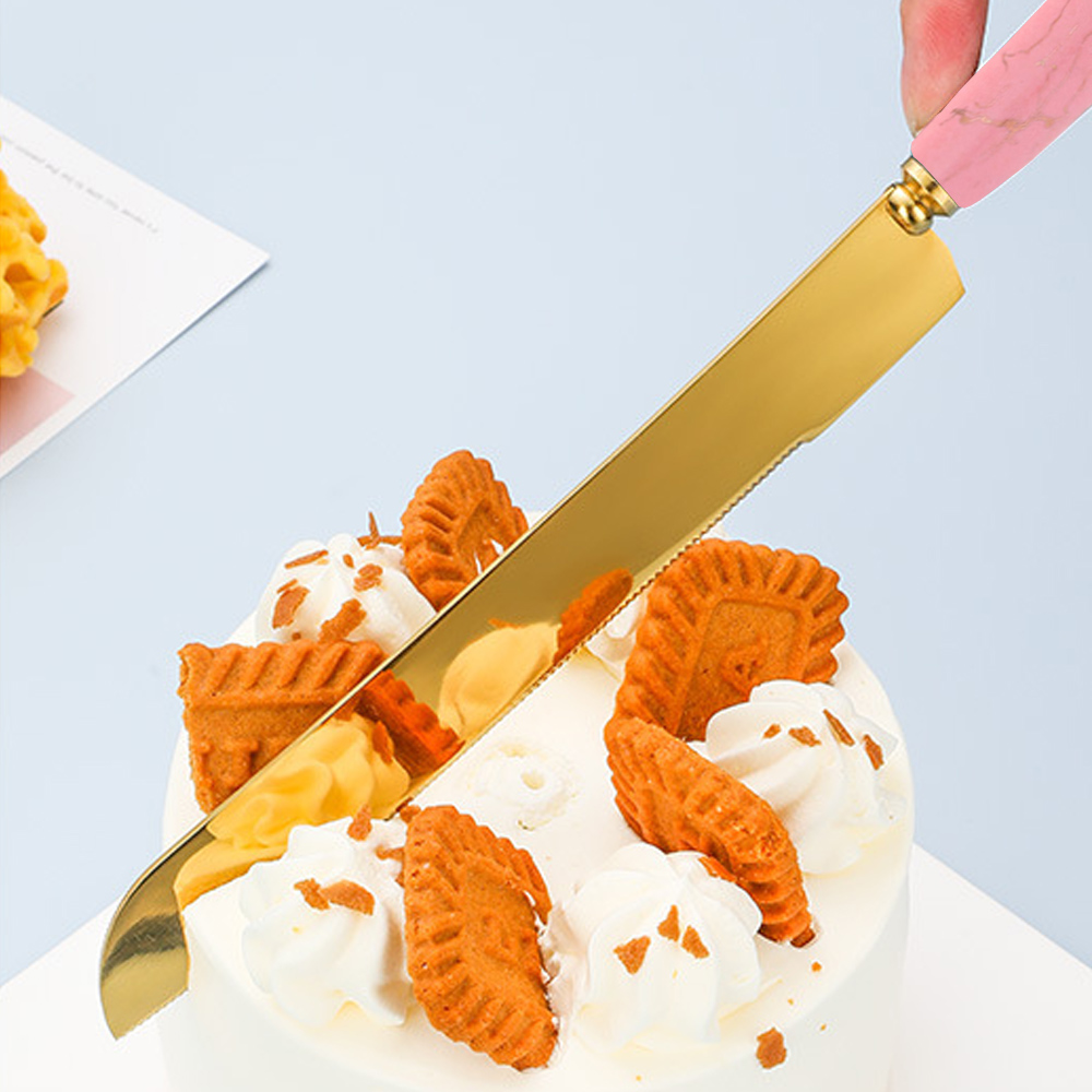 Oce 파티 용품 브레드 나이프 케이크 서버 세트 핑크 케 칼 빵 나이프 파티 양식기