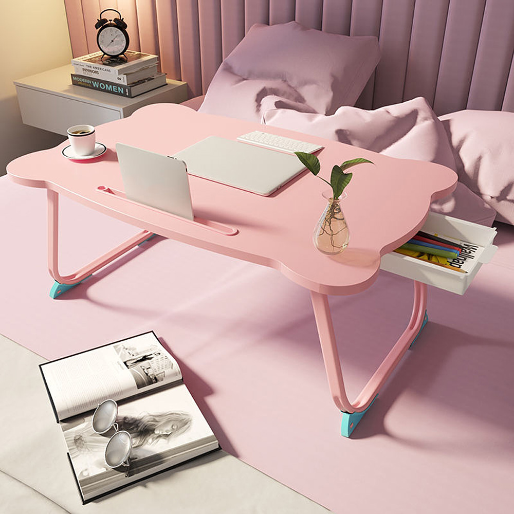 Oce 접이식 좌식 테이블 서랍 탁자 핑크 폰 거치대 작은 탁자 앉은뱅이 책상 침대 트레이