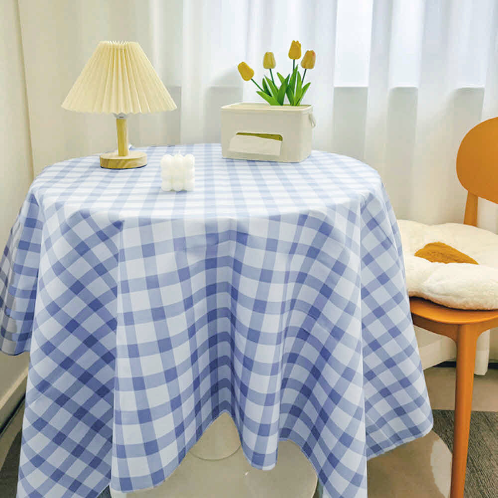 Oce 패브릭 빈티지 테이블보 블루 원탁보 레트로 식탁 보자기 테이블 크로스 러너