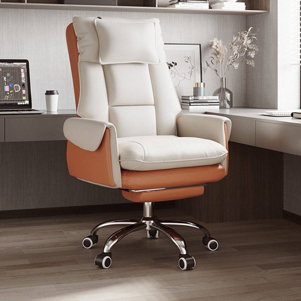 사무용 각도 조절  발받침 의자 (화이트+오렌지)