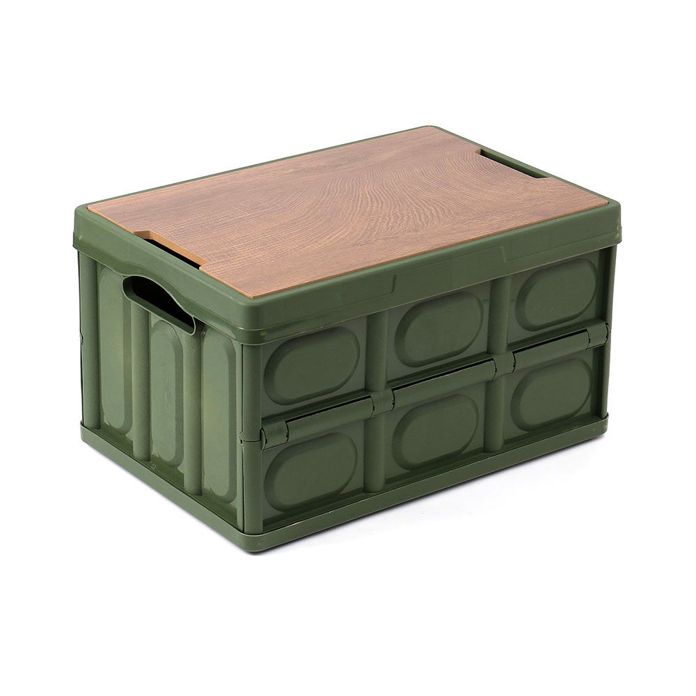 Oce 캠핑 스토리지 접이식 폴딩 박스 카키 30L 텐트 도마 플라스틱 상자 차량 식탁