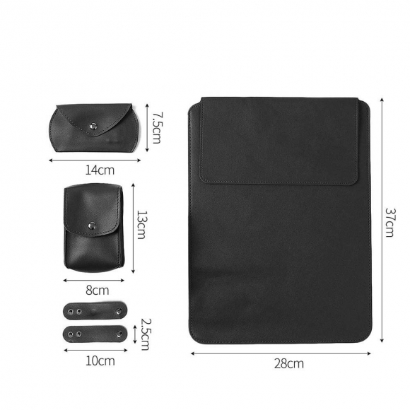 노트북 가죽 파우치 세트(37x28cm) (블랙)