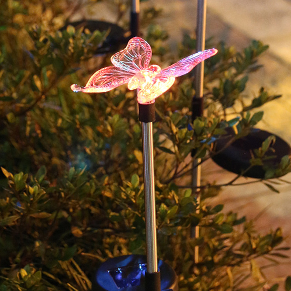 Oce 불빛 정원 태양광 나비 조명 3p 나비 시들지 않는 꽃 데크 화단 마당 조명 LED 정원등
