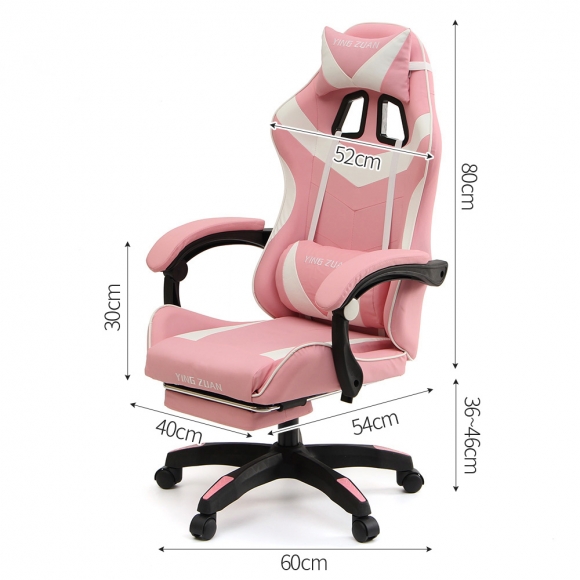 발받침 컴퓨터 게이밍 의자 (핑크+화이트)