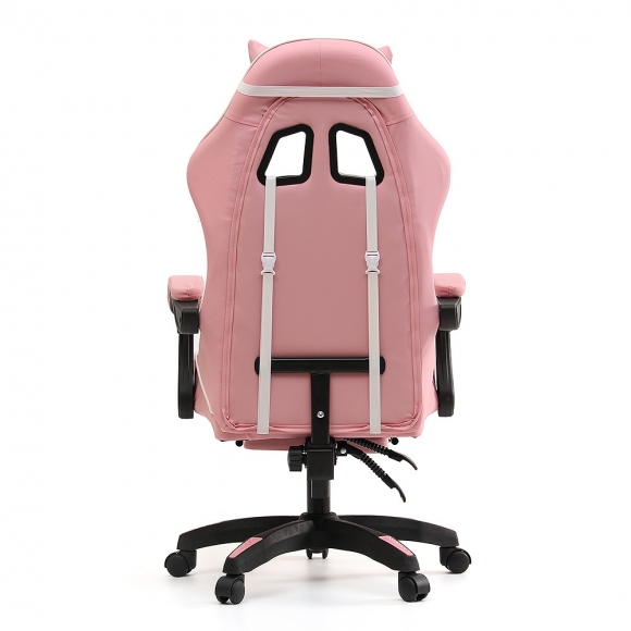 발받침 컴퓨터 게이밍 의자 (핑크+화이트)