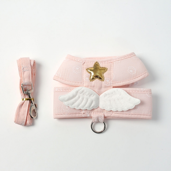 반려동물 천사 하네스+리드줄(XL) (핑크)
