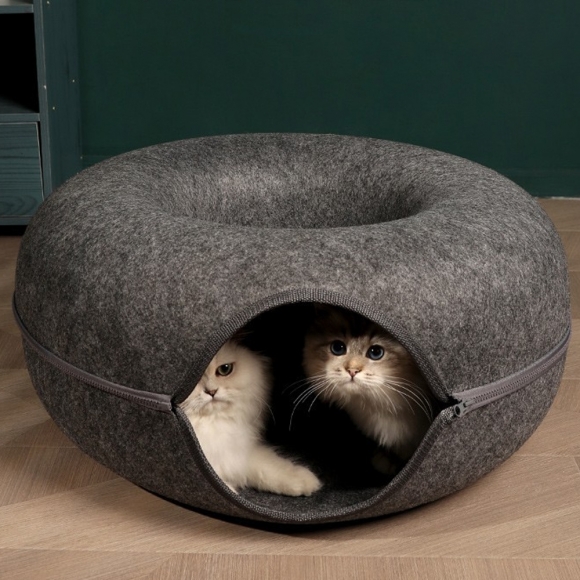 고양이 도넛 터널 숨숨집(60cm) (다크그레이)