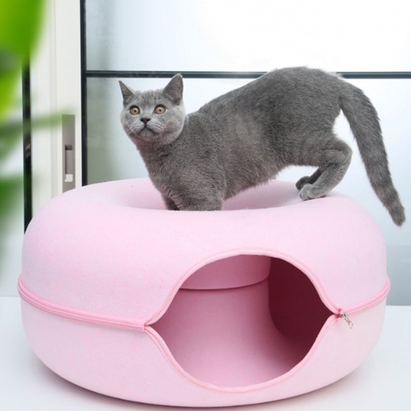 고양이 도넛 터널 숨숨집(60cm) (핑크)