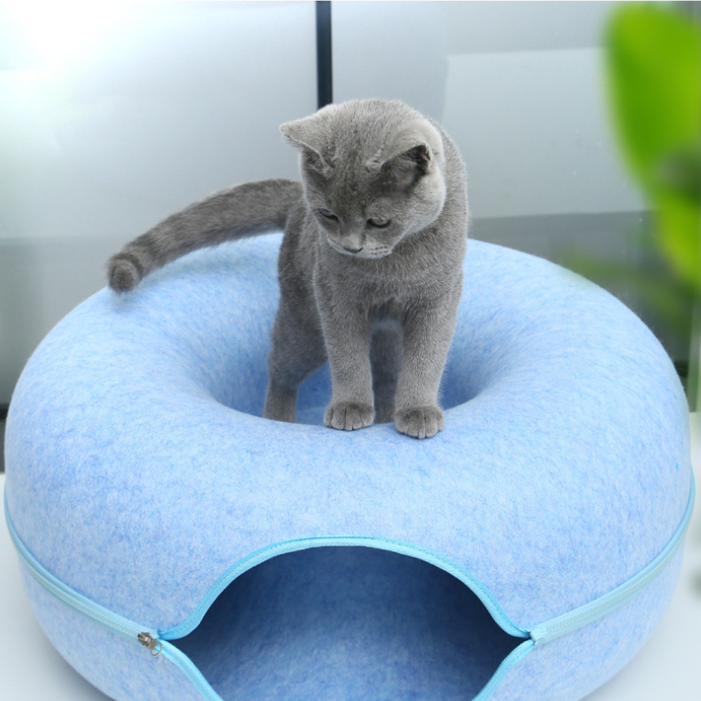 Oce 고양이 놀이터 캣 터널 50cm 블루 심신안정 쉼터 냥이 컨넬 캣 하우스