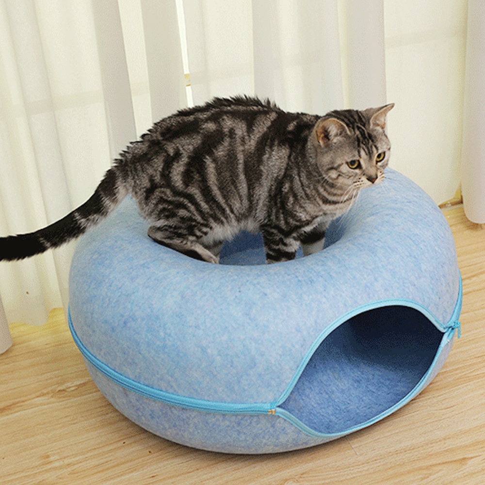 Oce 고양이 놀이터 캣 터널 60cm 블루 캔넬 숨숨 하우스 애묘 하우스