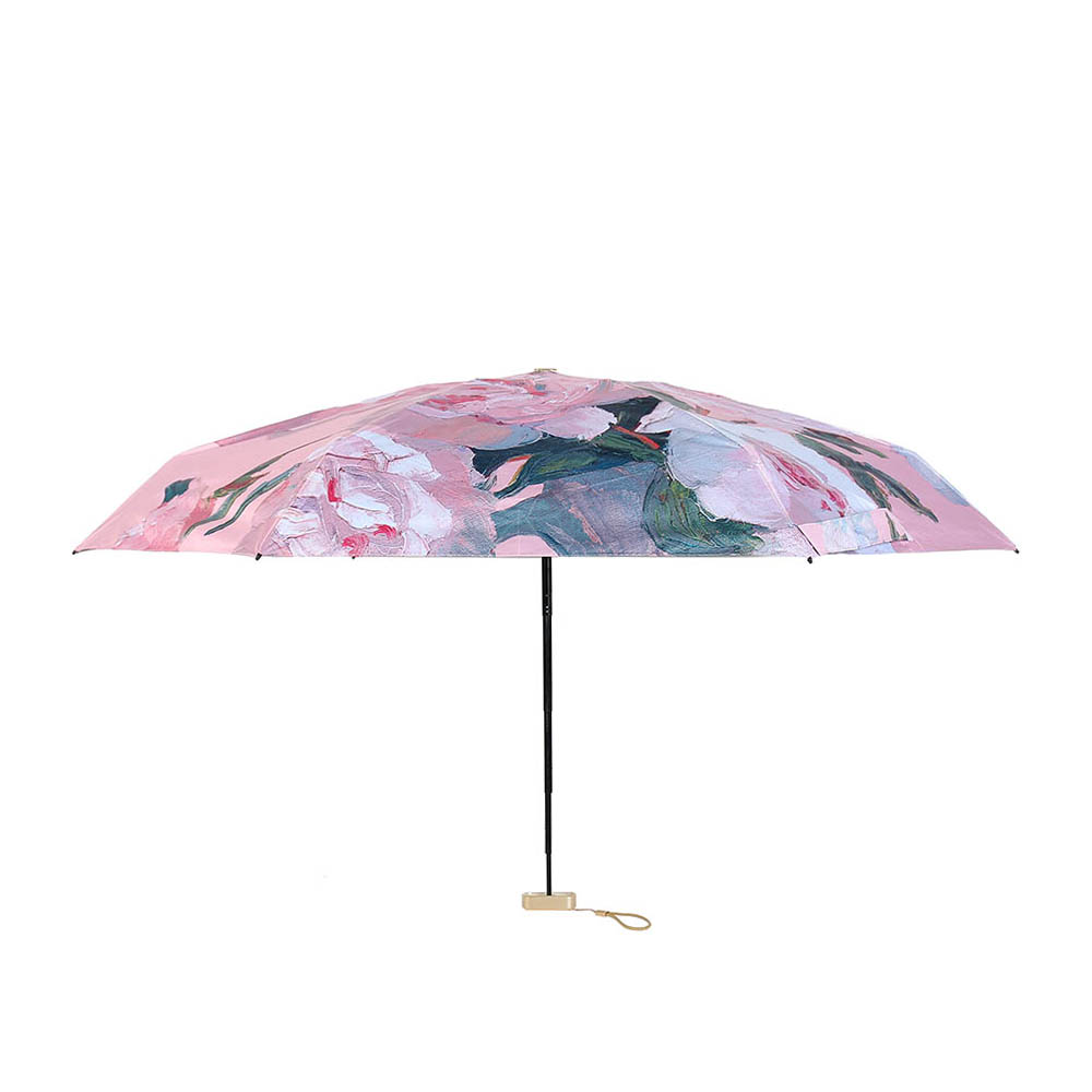Oce 컬러아트 암막 6단 초미니 우산겸 양산 블랙 피오니 초경량 휴대용 양산 튼튼한 우양산 비비드 칼라 우산