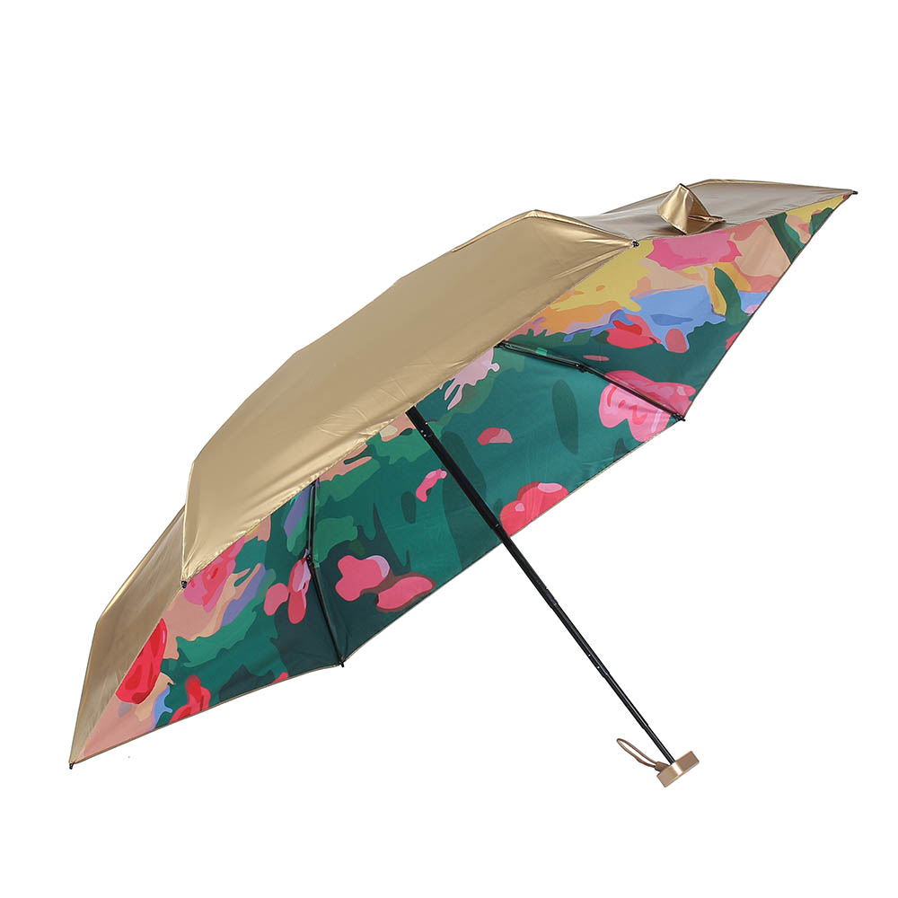 Oce 컬러아트 암막 6단 초미니 우산겸 양산 골드 로즈문 컴팩트 작은 우양산 접는 수동 양우산 튼튼한 우양산