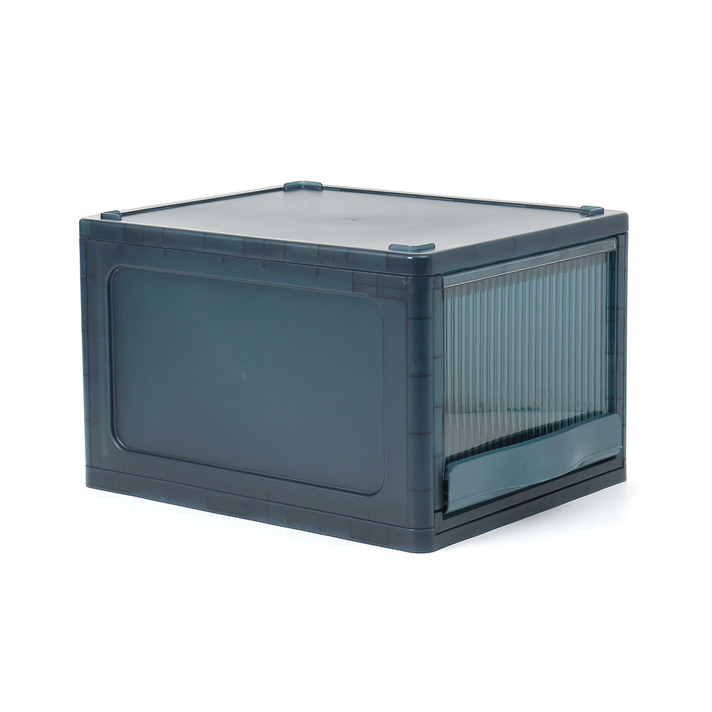 Oce 반투명 상자 접이식 슬라이딩 잠금 박스 16.5L 블루그린 다용도 옷 정리함 캠핑 용품 보관 창고 스토리지 보관함