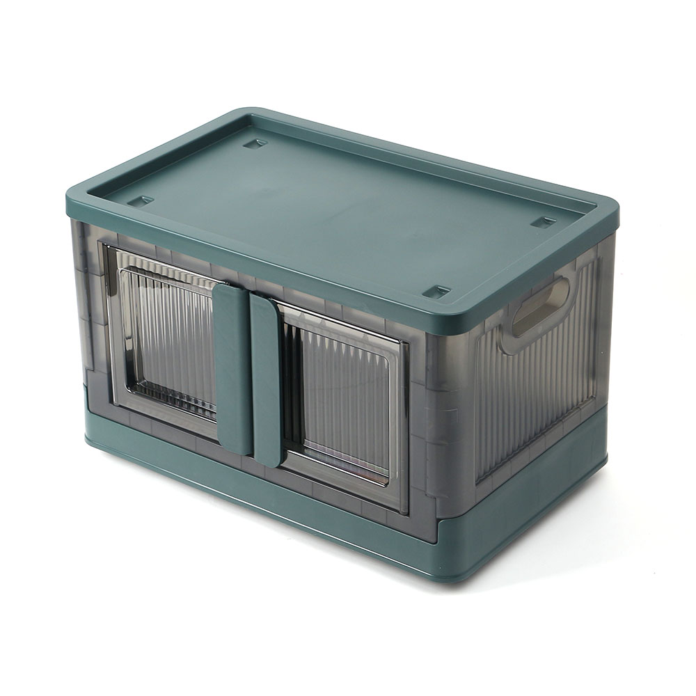 Oce 반투명 상자 접이식 바퀴 잠금 박스 32L 다크그린 프라스틱 정리함 플라스틱 상자 캠핑 용품 보관