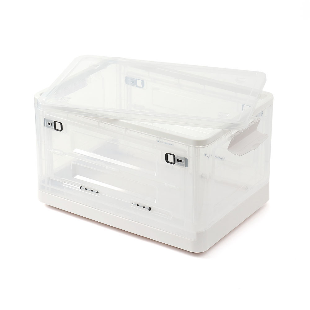 Oce 3gate 반투명 상자 접이식 바퀴 잠금 박스 52L 화이트 다용도 옷 정리함 플라스틱 상자 장난감 수납함