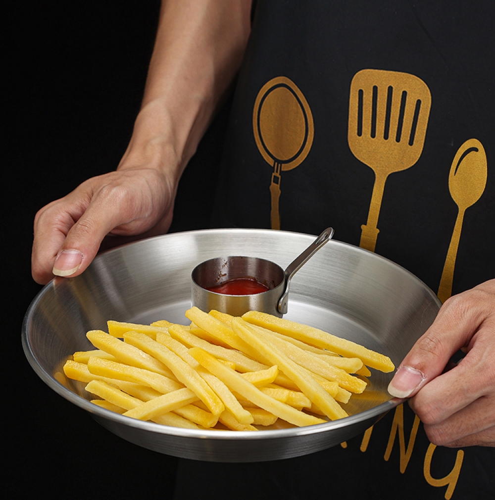Oce 원형 스텐 용기 파스타 샐러드 접시 2p 30cm 실버 한식 식기 앞접시 스틸 오봉