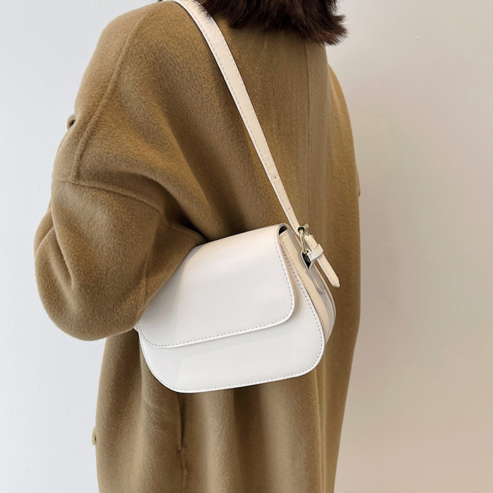 Oce 둥근 레더 크로스 핸드백 아이보리 여성 지갑 어깨 숄더 가방 크로스 지갑