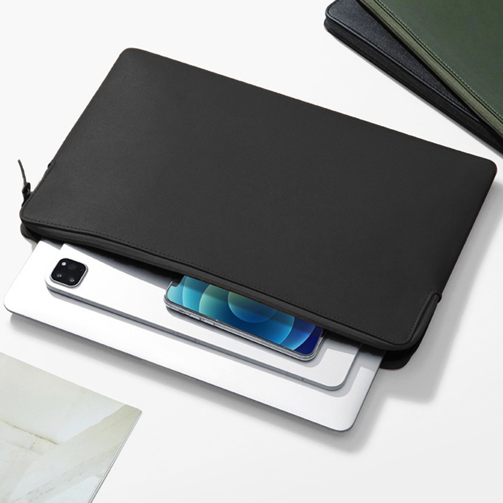 Oce 지퍼 가죽 노트북 커버 탭 케이스 13형 블랙 태블릿 슬리브 컴퓨터 가방 컴퓨터 지퍼 파우치