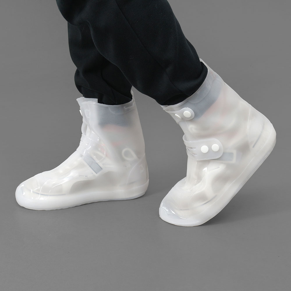 비올때 방수 신발 레인 커버 250-260 미들 화이트 논슬립 방수화 비닐 장화 구두 덧신