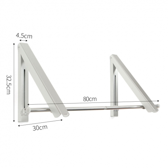 공간활용 접이식 벽걸이 행거(더블) (봉 80cm) (실버)
