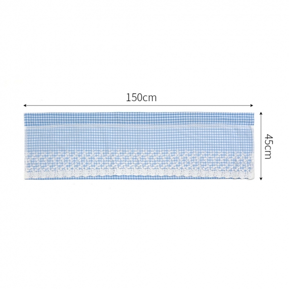 로맨틱 레이스 체크 바란스 커튼(150x45cm) (블루)