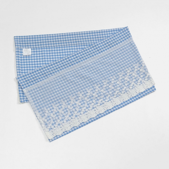 로맨틱 레이스 체크 바란스 커튼(150x45cm) (블루)