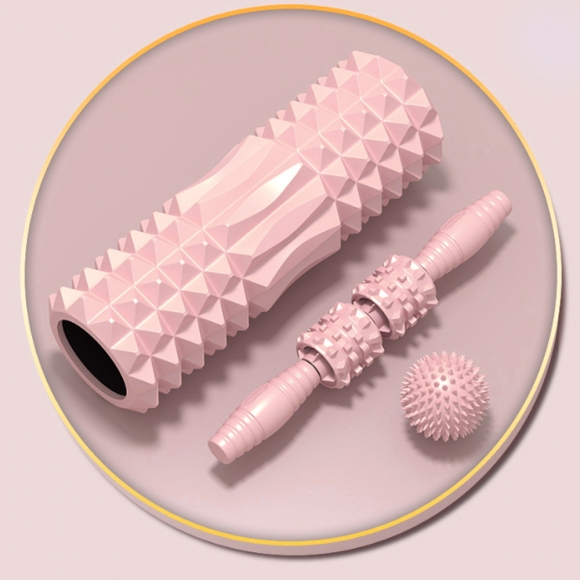 릴렉스 마사지볼+마사지스틱+폼롤러 세트(33cm) (핑크)