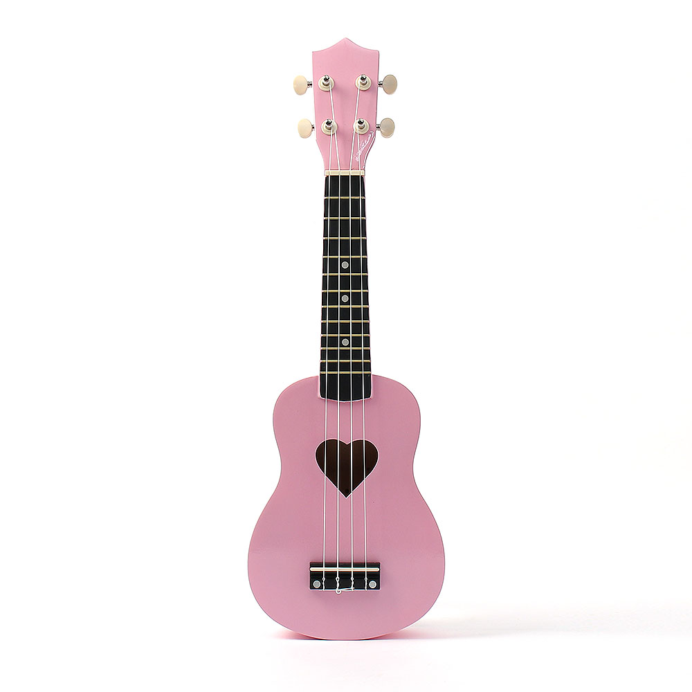 Oce 포플러 소형 기타 우크렐레 소프라노 핑크하트 백양나무 기타 ukulele 4줄 현악기