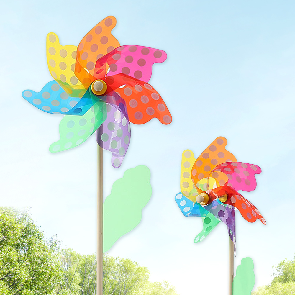 Oce 점박이 왕바람개비 만들기 재료 4p 54cm 어린이방 꾸미기 가렌드 정원 장식품 바람게비 공원 파크 PINWHEEL