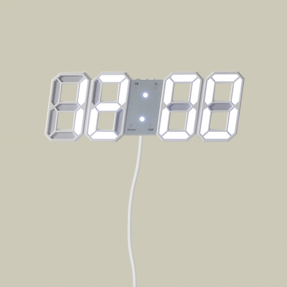 스마트 LED 리모컨 디지털 벽시계(화이트+화이트)