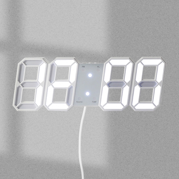 스마트 LED 리모컨 디지털 벽시계(화이트+화이트)