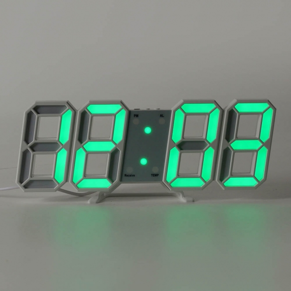 스마트 LED 리모컨 디지털 벽시계(화이트+그린)