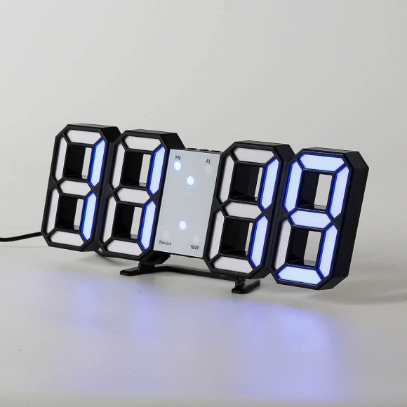 스마트 LED 리모컨 디지털 벽시계(블랙+블루)