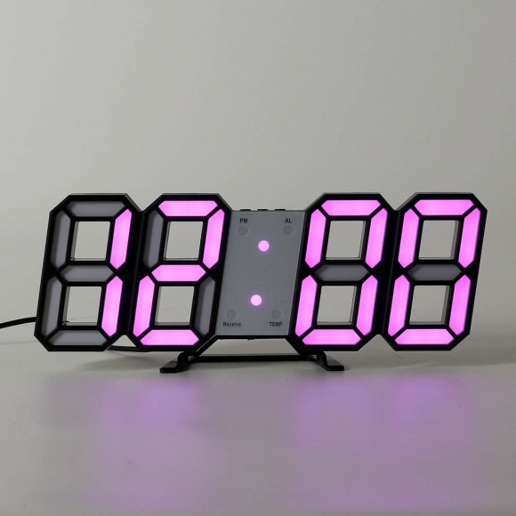 스마트 LED 리모컨 디지털 벽시계(블랙+핑크)