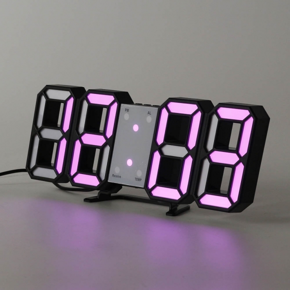 스마트 LED 리모컨 디지털 벽시계(블랙+핑크)